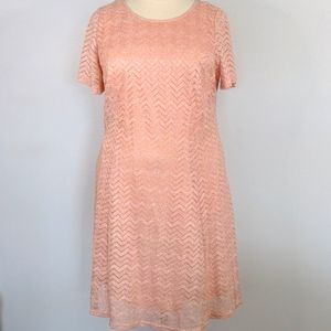 SLNY pink lace chevron dress